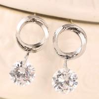 Cubic Zircon Brass Earring, with Cubic Zirconia, stainless steel post pin, plated, for woman 20.6*11.5mm 