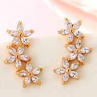 Cubic Zirconia Micro Pave Brass Earring, with Cubic Zirconia, stainless steel post pin, plated, for woman 23.8*10mm 