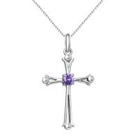 Sterling Silver Cross Pendants, 925 Sterling Silver, platinum plated, with rhinestone 