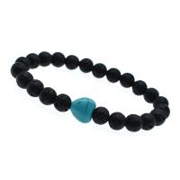 Lava Bead Bracelet, with turquoise, fashion jewelry & Unisex, black Approx 8.2 Inch 