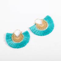 Zinc Alloy Tassel Earring, with Polyester, fashion jewelry & for woman 