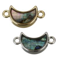 Brass Connector, with Abalone Shell, Moon, plated, 1/1 loop Approx 1.5mm 