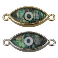 Brass Connector, with Abalone Shell, Eye, plated, evil eye pattern & 1/1 loop Approx 1.5mm 