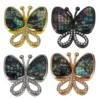 Brass Bracelet Findings, with Abalone Shell, Butterfly, plated, micro pave cubic zirconia Approx 