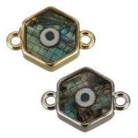 Brass Connector, with Abalone Shell, plated, with eye pattern & 1/1 loop Approx 1.5mm 