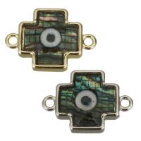 Brass Connector, with Abalone Shell, plated, evil eye pattern & 1/1 loop Approx 1.5mm 