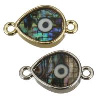 Brass Connector, with Abalone Shell, plated, evil eye pattern & 1/1 loop Approx 2mm 