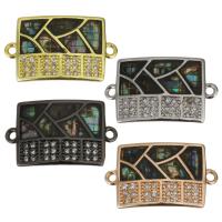 Cubic Zirconia Micro Pave Brass Connector, with Abalone Shell, plated, micro pave cubic zirconia & 1/1 loop Approx 1.5mm 