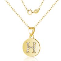 Cubic Zircon Micro Pave Sterling Silver Necklace, Brass, gold color plated, oval chain & micro pave cubic zirconia & for woman Approx 15.75 Inch 