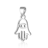 Sterling Silver Pendants, Brass, Hamsa, silver color plated, hollow 
