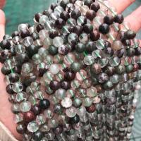 Grüner Phantomquarz Perle, rund, poliert, verschiedene Größen vorhanden, Bohrung:ca. 1mm, verkauft von Strang