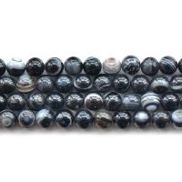 Perles agates, Agate, Rond, poli, DIY & normes différentes pour le choix, blanc et noir Environ 15 pouce, Vendu par brin