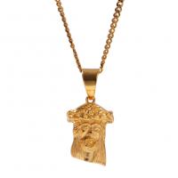 acier inoxydable collier, Crucifix, Placage de couleur d'or, bijoux de mode & pour homme Environ 24 pouce, Vendu par PC