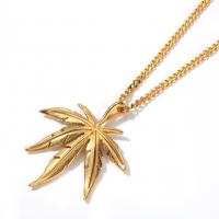 Stainless Steel Necklace, Leaf, gold color plated, fashion jewelry & for man Approx 24 Inch 