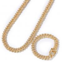 Zinc Alloy Necklace, gold color plated & for man & with rhinestone, 12mm Inch 