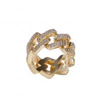 Brass Finger Ring, gold color plated & micro pave cubic zirconia & for man, 14mm 