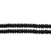 Natürliche schwarze Achat Perlen, Schwarzer Achat, plattiert, schwarz, 6x6x4mm, 123PCs/Strang, verkauft von Strang