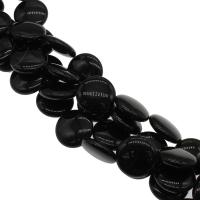 Natürliche schwarze Achat Perlen, Schwarzer Achat, plattiert, schwarz, 25x25x8mm, 15PCs/Strang, verkauft von Strang