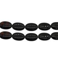 Natürliche Streifen Achat Perlen, plattiert, schwarz, 20x30x8mm, 13PCs/Strang, verkauft von Strang