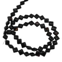 Natürliche Streifen Achat Perlen, Quadrat, plattiert, schwarz, 8x8x4mm, 55PCs/Strang, verkauft von Strang