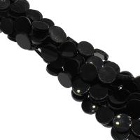 Natural Black Agate Beads, Flat Round, plated, black Approx 1mm 