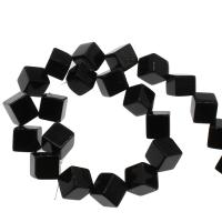 Natural Black Agate Beads, Square, plated, black 