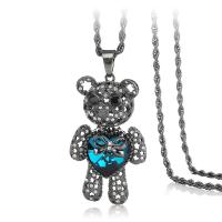 Zinc Alloy Sweater Chain Necklace, with Crystal, Bear, plated, for woman & with rhinestone Approx 31.4 Inch 