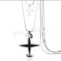 Zinc Alloy Sweater Chain Necklace, with Crystal, Airplane, plated, for woman & enamel Approx 31.4 Inch 