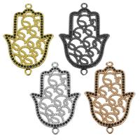 Cubic Zirconia Micro Pave Brass Connector, Hamsa, plated, micro pave cubic zirconia & 1/1 loop & hollow Approx 1.5mm 