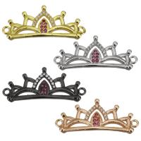 Cubic Zirconia Micro Pave Brass Connector, Crown, plated, micro pave cubic zirconia & 1/1 loop & hollow Approx 1.5mm 