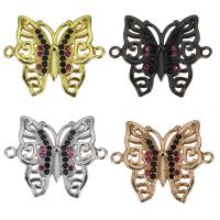 Cubic Zirconia Micro Pave Brass Connector, Butterfly, plated, micro pave cubic zirconia & 1/1 loop & hollow Approx 1.5mm 