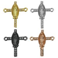 Cubic Zirconia Micro Pave Brass Connector, Crucifix Cross, plated, micro pave cubic zirconia & 1/1 loop Approx 1mm 