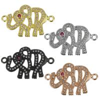 Cubic Zirconia Micro Pave Brass Connector, Elephant, plated, micro pave cubic zirconia & 1/1 loop & hollow Approx 1.5mm 