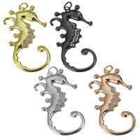 Animal Brass Pendants, Seahorse, plated, micro pave cubic zirconia Approx 3.5mm 
