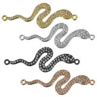 Cubic Zirconia Micro Pave Brass Connector, Snake, plated, micro pave cubic zirconia & 1/1 loop Approx 1.5mm 