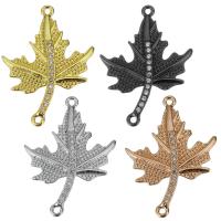 Cubic Zirconia Micro Pave Brass Connector, Maple Leaf, plated, micro pave cubic zirconia & 1/1 loop Approx 1mm 