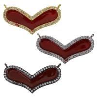 Cubic Zirconia Micro Pave Brass Connector, Heart, plated, micro pave cubic zirconia & enamel & 1/1 loop Approx 1.5mm 