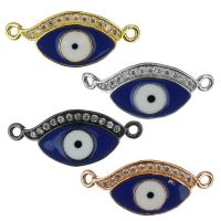 Brass Connector, Evil Eye, plated, micro pave cubic zirconia & enamel & 1/1 loop Approx 1.5mm 