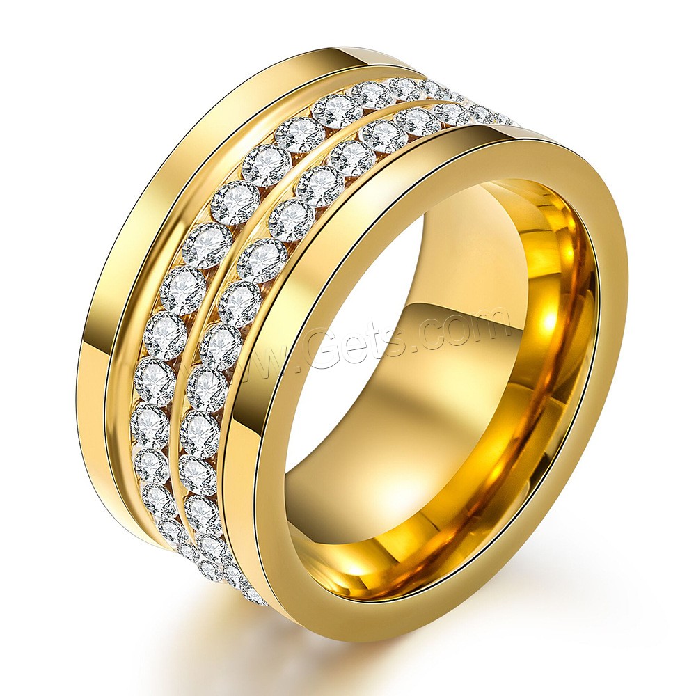 Титан Сталь палец кольцо, титан, разный размер для выбора & Женский & со стразами, Много цветов для выбора, 10mm, продается PC
