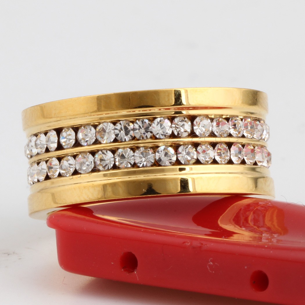 Anillo de dedo de acero Titanium de, Partículas de acero, diverso tamaño para la opción & para mujer & con diamantes de imitación, más colores para la opción, 10mm, Vendido por UD