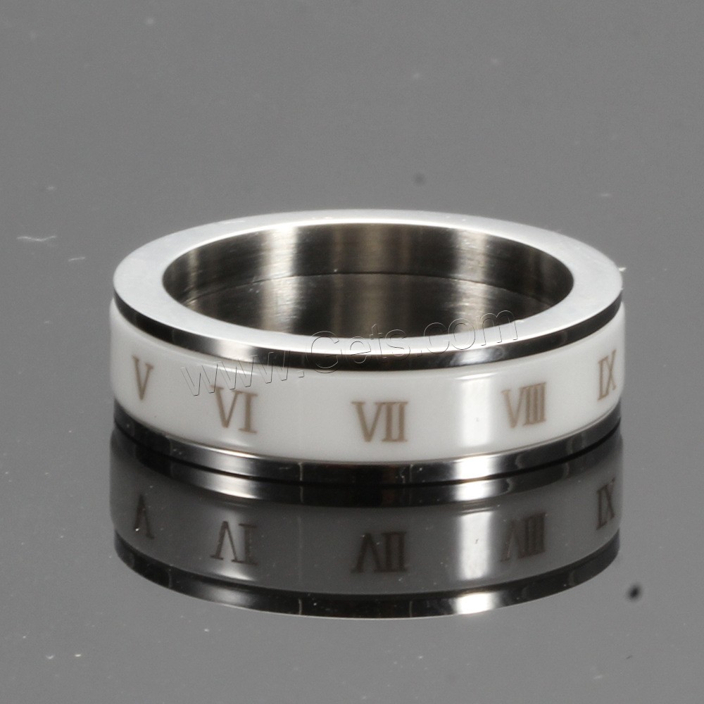 Stainless Steel Finger Ring, with Porcelain, Unisex & different size for choice, more colors for choice, 6.2mm, Sold By PC