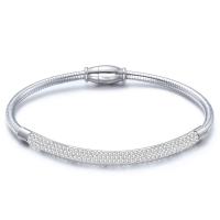Titanium Steel Bangle, for woman & with rhinestone 3mm, Inner Approx 60mm 