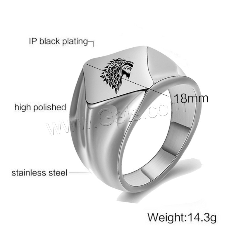 Titanstahl Fingerring, verschiedene Größen vorhanden & verschiedene Stile für Wahl & für den Menschen, 18mm, verkauft von PC