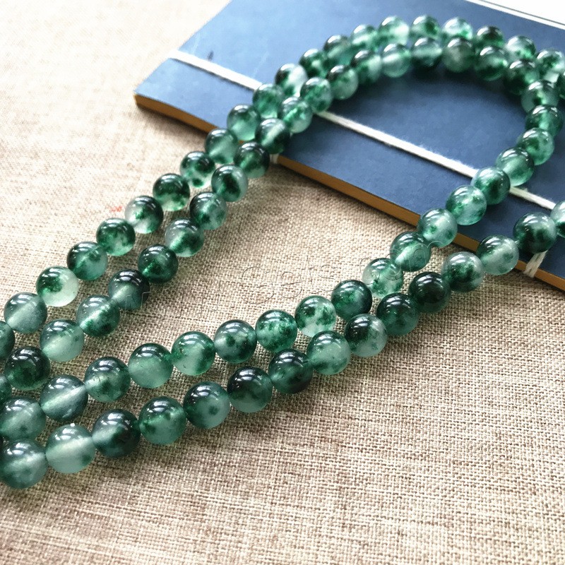 Perles en pierre d'agate mousse naturelle, Rond, DIY & normes différentes pour le choix, vert, Trou:Environ 1mm, Vendu par brin