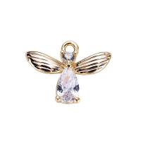 Cubic Zirconia Brass Pendants, Bee, gold color plated, micro pave cubic zirconia, 11mm Approx 1mm 