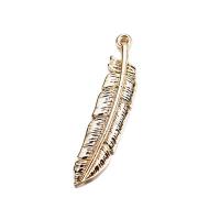 Brass Jewelry Pendants, Feather, gold color plated Approx 1mm 