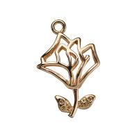 Brass Flower Pendants, gold color plated, hollow, 25mm Approx 1mm 