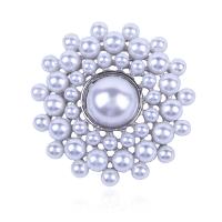 Zinc Alloy Brooch, with Plastic Pearl, Flower, plated, for woman & hollow 