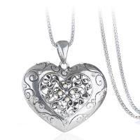 Zinc Alloy Sweater Chain Necklace, Heart, plated, for woman & with rhinestone Approx 31.4 Inch 