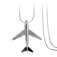 Zinc Alloy Sweater Chain Necklace, Airplane, plated, for woman & with rhinestone Approx 31.4 Inch 